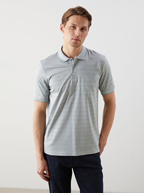LCWAIKIKI Classic Polo Yaka Çizgili Merserize Görünümlü Erkek Tişört - S5FB68Z8-MJZ
