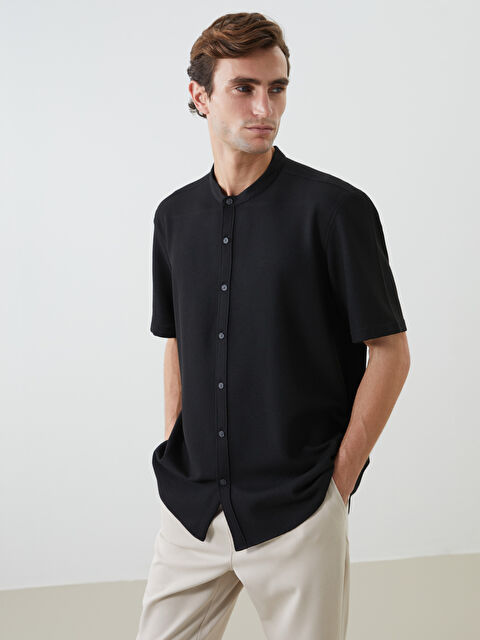 LCW Vision Regular Fit Kısa Kollu Armürlü Erkek Dokulu Gömlek - S5FB73Z8-CVL