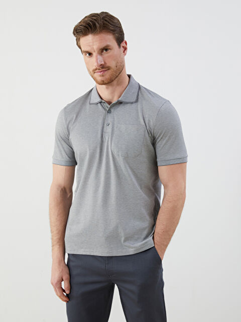 LCWAIKIKI Classic Polo Yaka Çizgili Merserize Görünümlü Erkek Tişört - S5FB80Z8-MKA