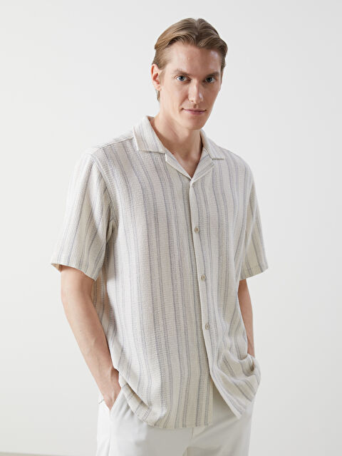 LCW Vision Regular Fit Kısa Kollu Çizgili Erkek Gömlek - S5FB81Z8-DKB