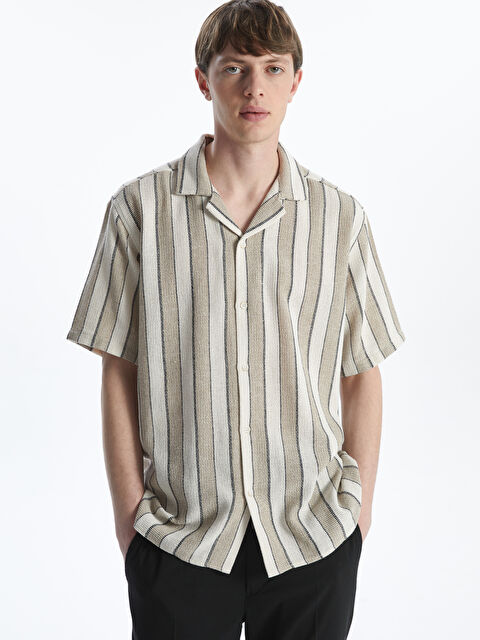 LCW Vision Regular Fit Kısa Kollu Çizgili Erkek Gömlek - S5FB81Z8-YUT