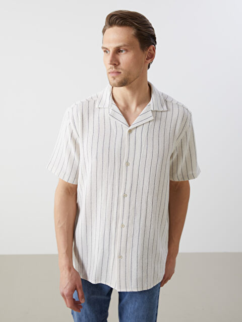 LCW Vision Regular Fit Kısa Kollu Çizgili Erkek Gömlek - S5FB81Z8-PSD