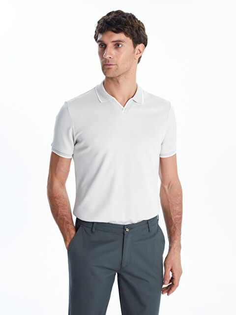 LCWAIKIKI Classic Polo Neck Mercerized-Look Men's T-Shirt - S5FB93Z8-MKH