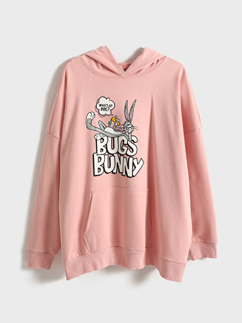 LCWAIKIKI Classic Hooded Bugs Bunny Printed Long Sleeve Women's Sweatshirt - S5FC33Z8-QX9