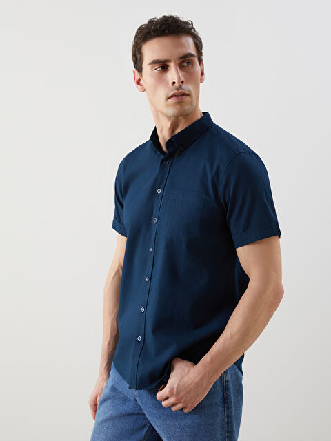 LCWAIKIKI Classic Regular Fit Kısa Kollu Armürlü Erkek Gömlek - S5FC53Z8-DWP