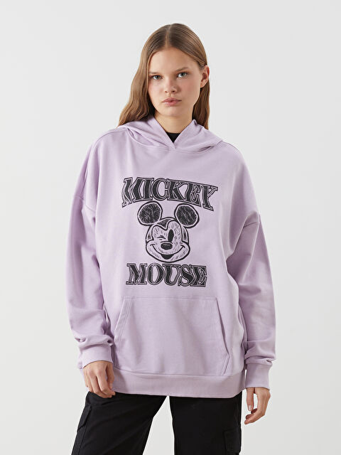 LCWAIKIKI Classic Mickey Mouse Printed Oversize Women's Hoodie - S5FC63Z8-G3W
