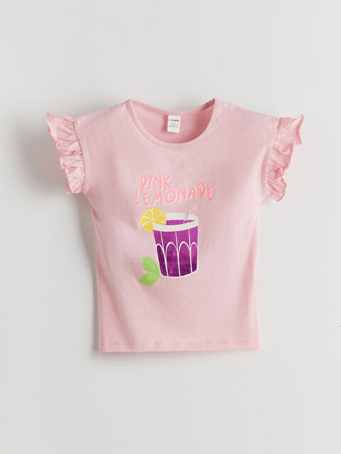 LCW Kids Bisiklet Yaka Baskılı Kız Çocuk Tişört - S5FD15Z1-QWL