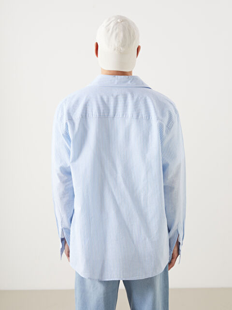 XSIDE Regular Fit Long Sleeve Striped Linen Blend Men's