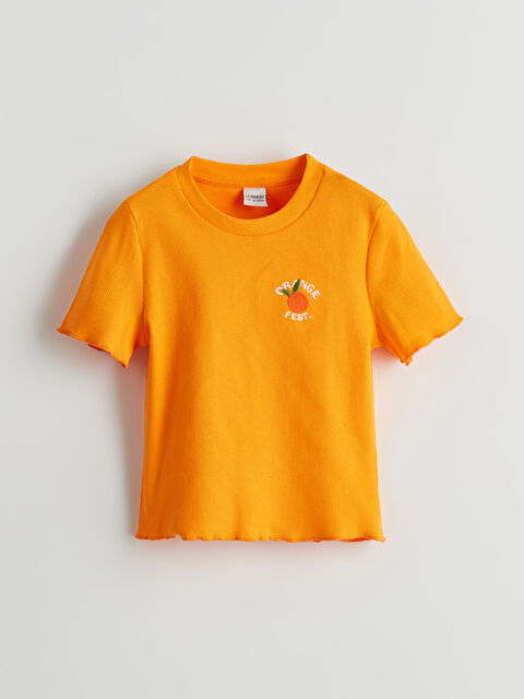 LCW Kids Bisiklet Yaka Kız Çocuk Crop Tişört - S5FD71Z4-KY0