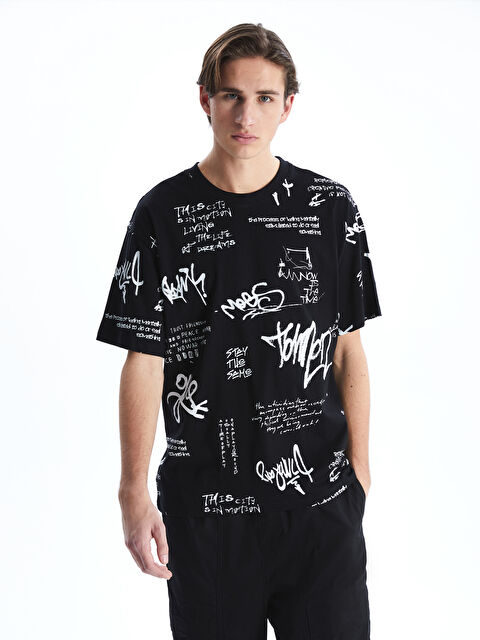 XSIDE Bisiklet Yaka Baskılı Penye Erkek Tişört - S5FD77Z8-CVL