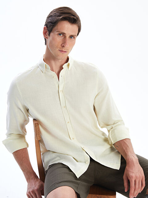 LCW Vision Slim Fit Uzun Kollu Armürlü Erkek Gömlek - S5FD87Z8-1FK