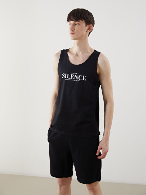 XSIDE Bisiklet Yaka Baskılı Erkek Kolsuz Tişört - S5FD97Z8-CVL