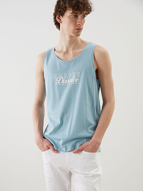 XSIDE Bisiklet Yaka Baskılı Erkek Kolsuz Tişört - S5FD99Z8-S87