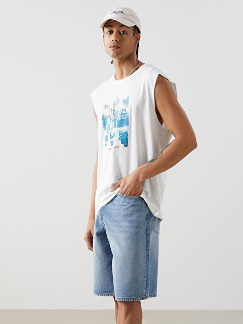 XSIDE Bisiklet Yaka Baskılı Penye Erkek Kolsuz Tişört - S5FE05Z8-R9J