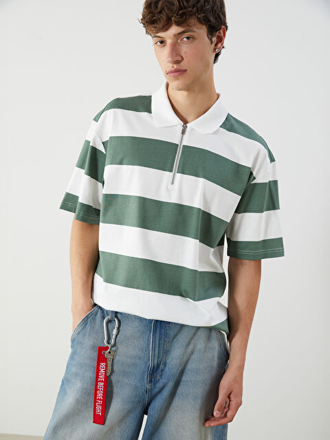 XSIDE Polo Yaka Çizgili Erkek Tişört - S5FE12Z8-LRR
