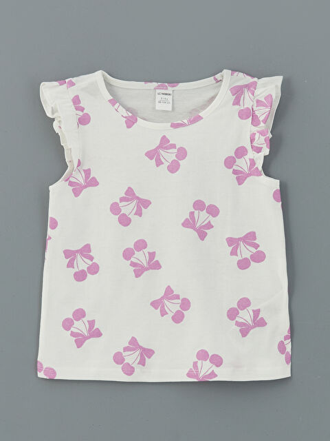 LCW Kids Bisiklet Yaka Çiçekli Kız Çocuk Tişört - S5FE13Z1-LRA