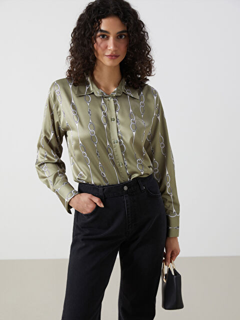 LCW Modest Desenli Saten Kadın Gömlek Tunik - S5FE21Z8-LRR