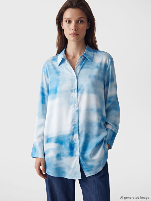 LCW Modest Batik Saten Kadın Gömlek Tunik