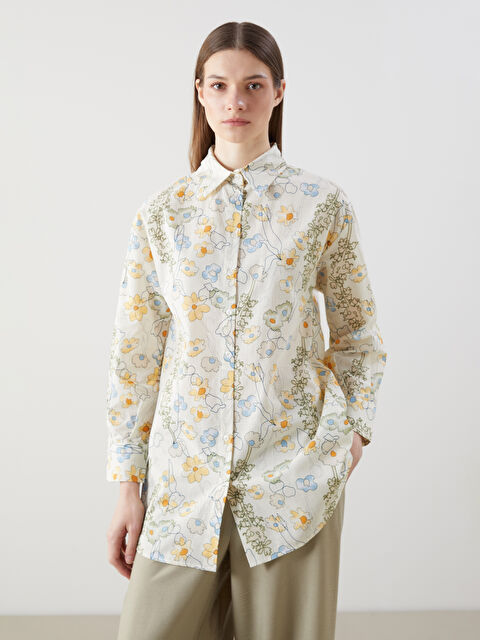 LCW Modest Desenli Oversize Kadın Gömlek Tunik - S5FE26Z8-LRA