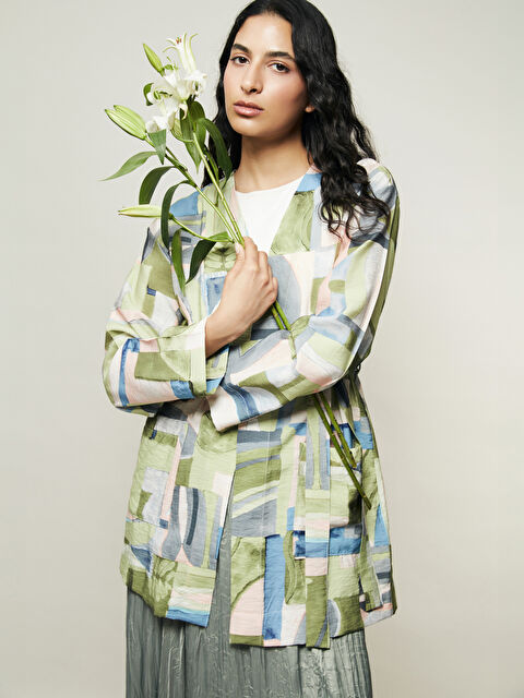 LCW Modest Şal Yaka Desenli Oversize Kadın Kimono - S5FE28Z8-LRR