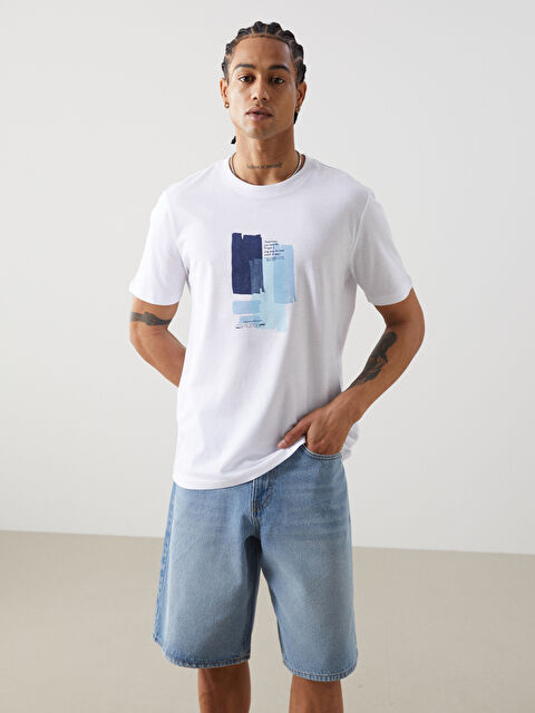 XSIDE Bisiklet Yaka Baskılı Penye Erkek Tişört - S5FE45Z8-Q6K