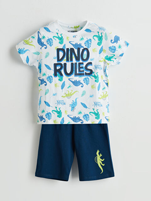 LCW Kids Dinozor Baskılı Erkek Çocuk Şortlu Pijama Takımı - S5FE64Z1-LU7