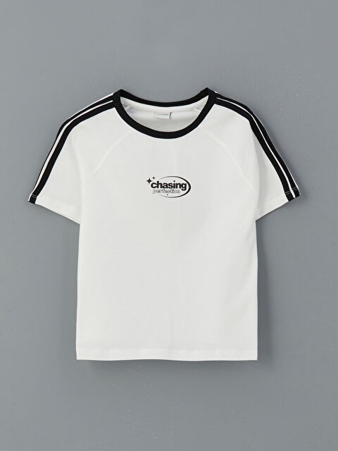 LCW Kids Bisiklet Yaka Baskılı Kız Çocuk Tişört - S5FF19Z4-R9J