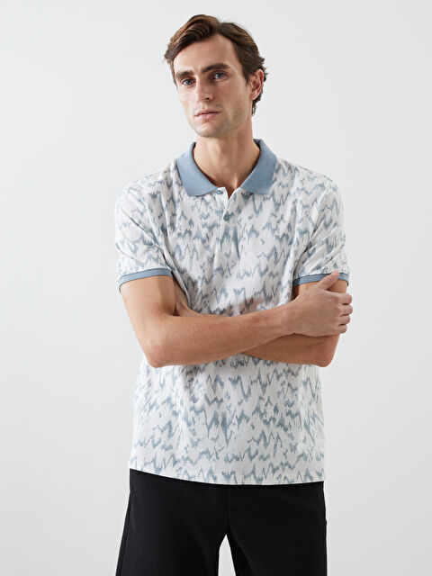 LCW Vision Polo Yaka Kısa Kollu Desenli Pike Erkek Tişört - S5FF67Z8-V9B