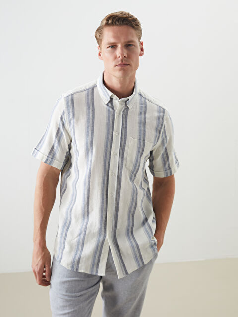 LCWAIKIKI Classic Regular Fit Kısa Kollu Çizgili Erkek Gömlek - S5FF95Z8-LEN