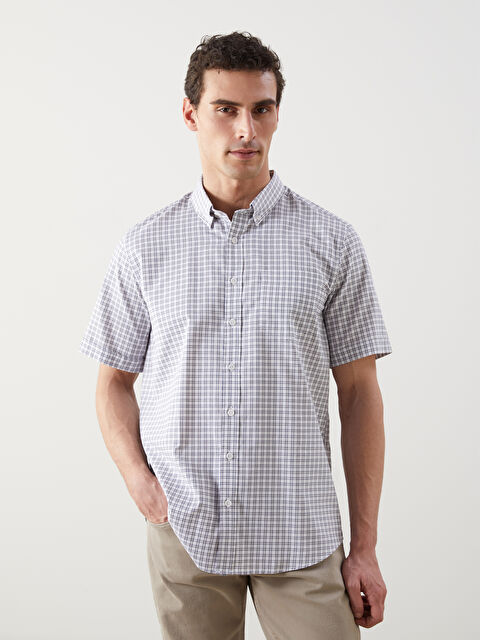 LCWAIKIKI Classic Regular Fit Kısa Kollu Ekose Erkek Gömlek - S5FG04Z8-LKQ