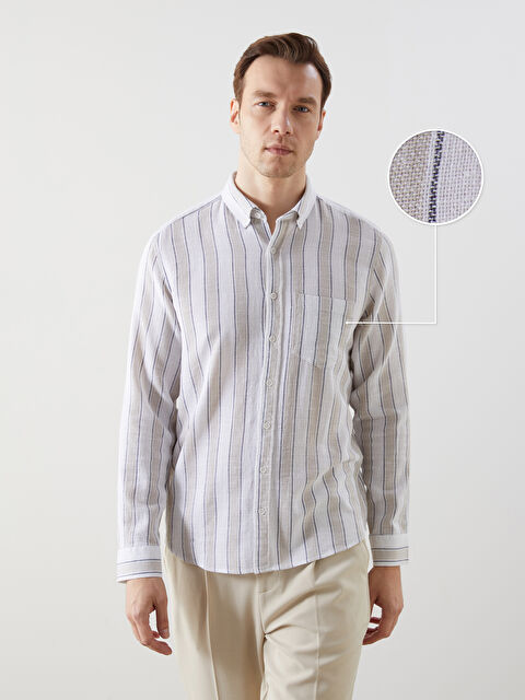 LCWAIKIKI Classic Regular Fit Uzun Kollu Çizgili Erkek Gömlek - S5FG05Z8-ELZ