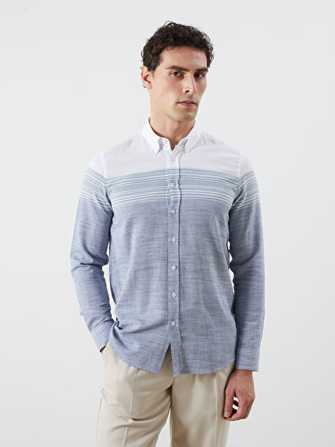 LCWAIKIKI Classic Regular Fit Uzun Kollu Armürlü Erkek Gömlek - S5FG09Z8-LGB