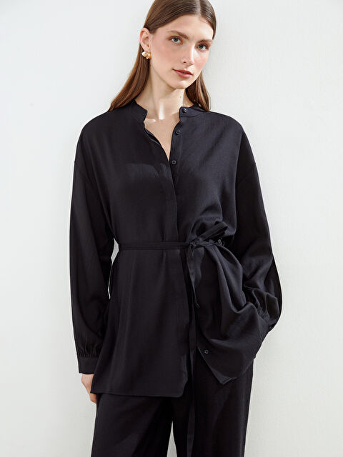 LCW Modest Hakim Yaka Keten Karışımlı Kadın Gömlek Tunik - S5FG79Z8-CVL