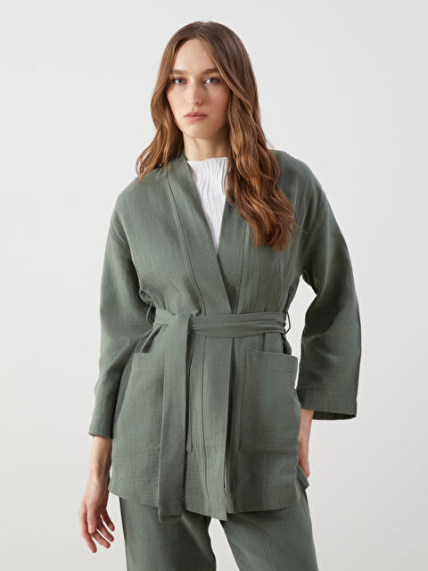 LCW Modest Şal Yaka Oversize Müslin Kadın Kimono - S5FH39Z8-K6F