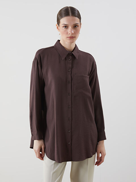 LCW Modest Dokulu Oversize Krinkle Kadın Gömlek Tunik - S5FH71Z8-DJ7