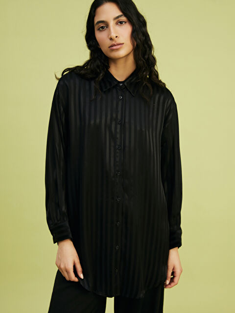 LCW Modest Çizgili Oversize Saten Kadın Gömlek Tunik - S5FH72Z8-CVL