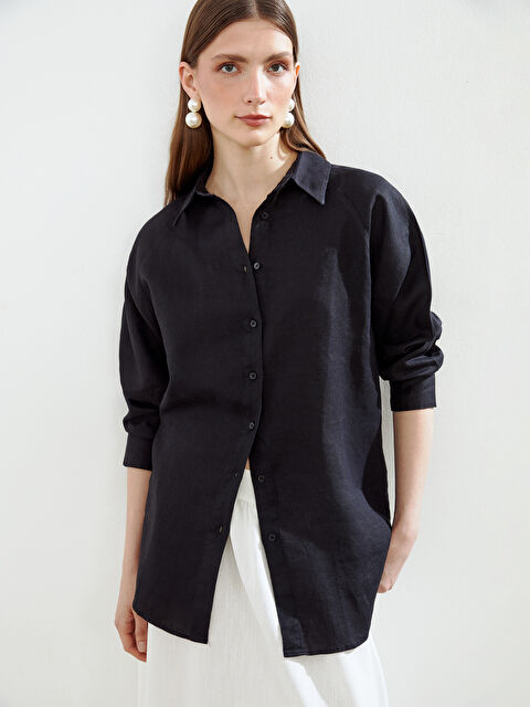 LCW Modest Oversize %100 Keten Kadın Gömlek - S5FH74Z8-CVL