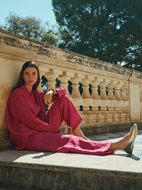 LCW Modest Oversize %100 Keten Kadın Gömlek - S5FH74Z8-HQJ