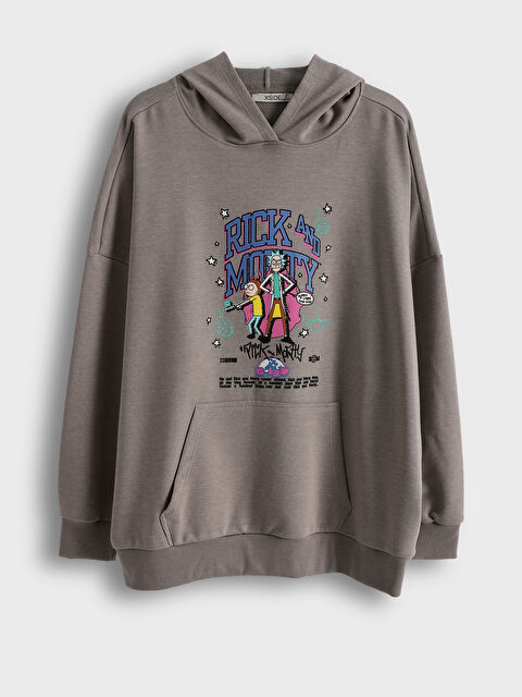 LCWAIKIKI Classic Rick and Morty Printed Long Sleeve Oversize Women's Hoodie - S5FH80Z8-CT3