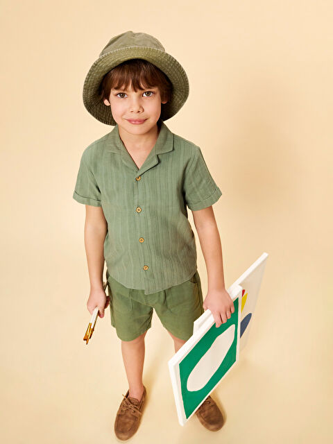 LCW Kids Keten Karışım Erkek Çocuk Gömlek ve Şort 2'li - S5FH86Z1-GX7