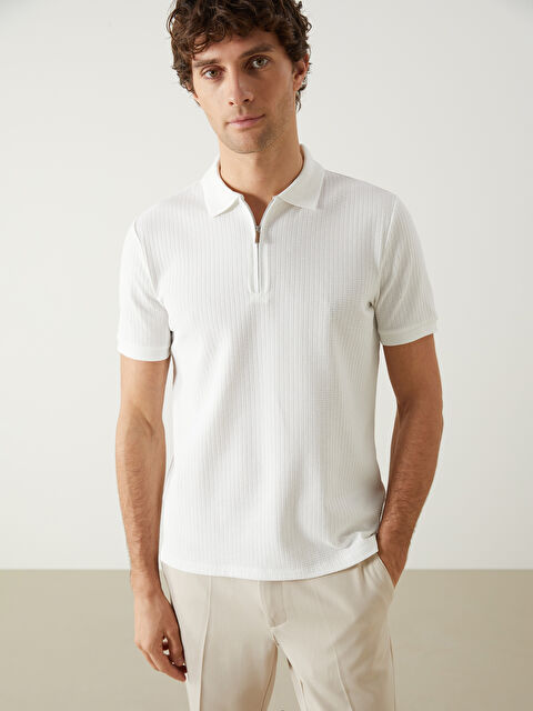 SOUTHBLUE Polo Yaka Düz Jakar Erkek Tişört - S5FH94Z8-R9J