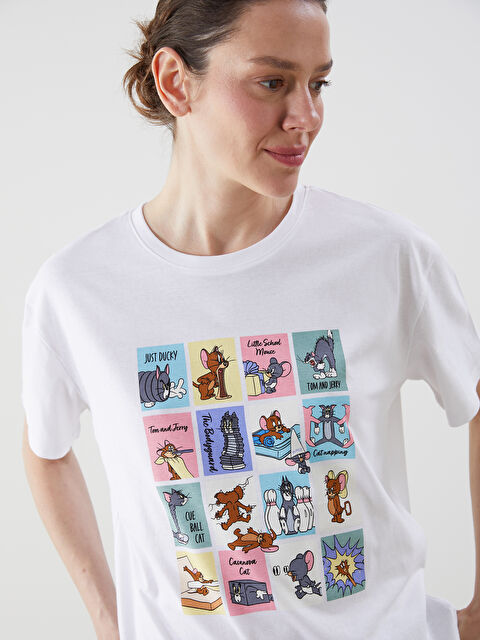 LCW Modest Crew Neck Tom and Jerry Printed Women's T-Shirt - S5FI59Z8-Q6K