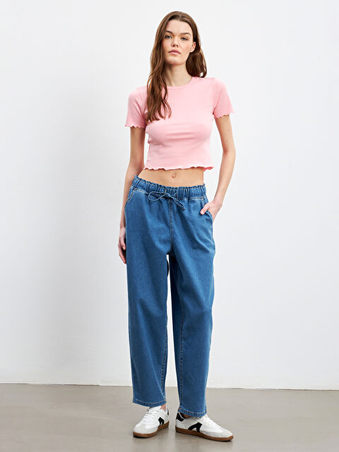 LCW Jeans Elasticated Waist Mom Fit Women's Jeans - S5FJ43Z8-MD4