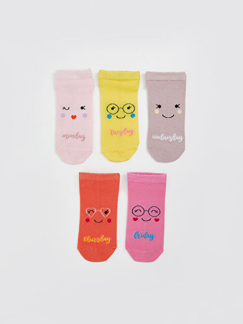 LCW Kids Patterned Girls' Trainer Socks 5 Pack - S5FK14Z4-FUG