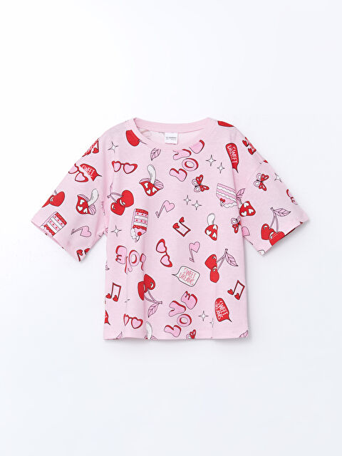 LCW Kids Bisiklet Yaka Baskılı Kız Çocuk Pijama Üst - S5FK26Z4-LT4