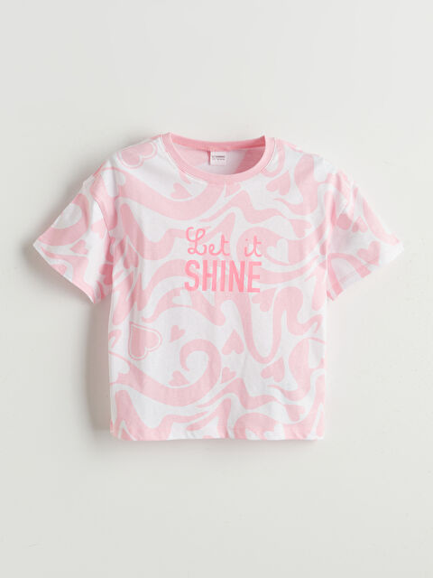 LCW Kids Bisiklet Yaka Desenli Kız Çocuk Pijama Üstü - S5FK40Z4-LT4