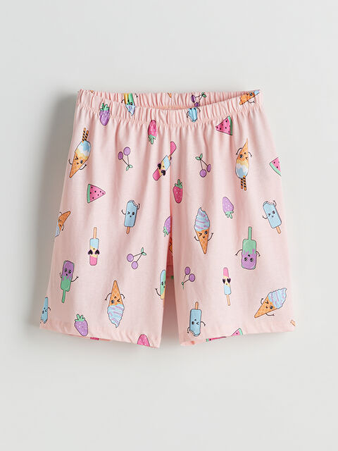 LCW Kids Beli Lastikli Baskılı Kız Çocuk Pijama Şort