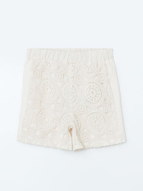 LCW ECO Beli Lastikli Dantel Detaylı Kız Çocuk Şort - S5FK88Z4-FEL
