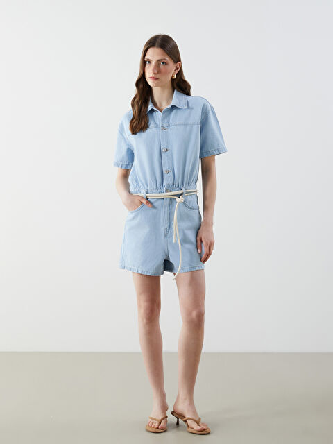 LCW Vision Gömlek Yaka Kadın Jean Tulum - S5FL04Z8-311