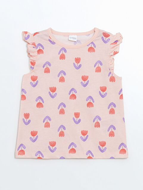 LCW Kids Bisiklet Yaka Çiçekli Kız Çocuk Pijama Üst - S5FL81Z1-LT4